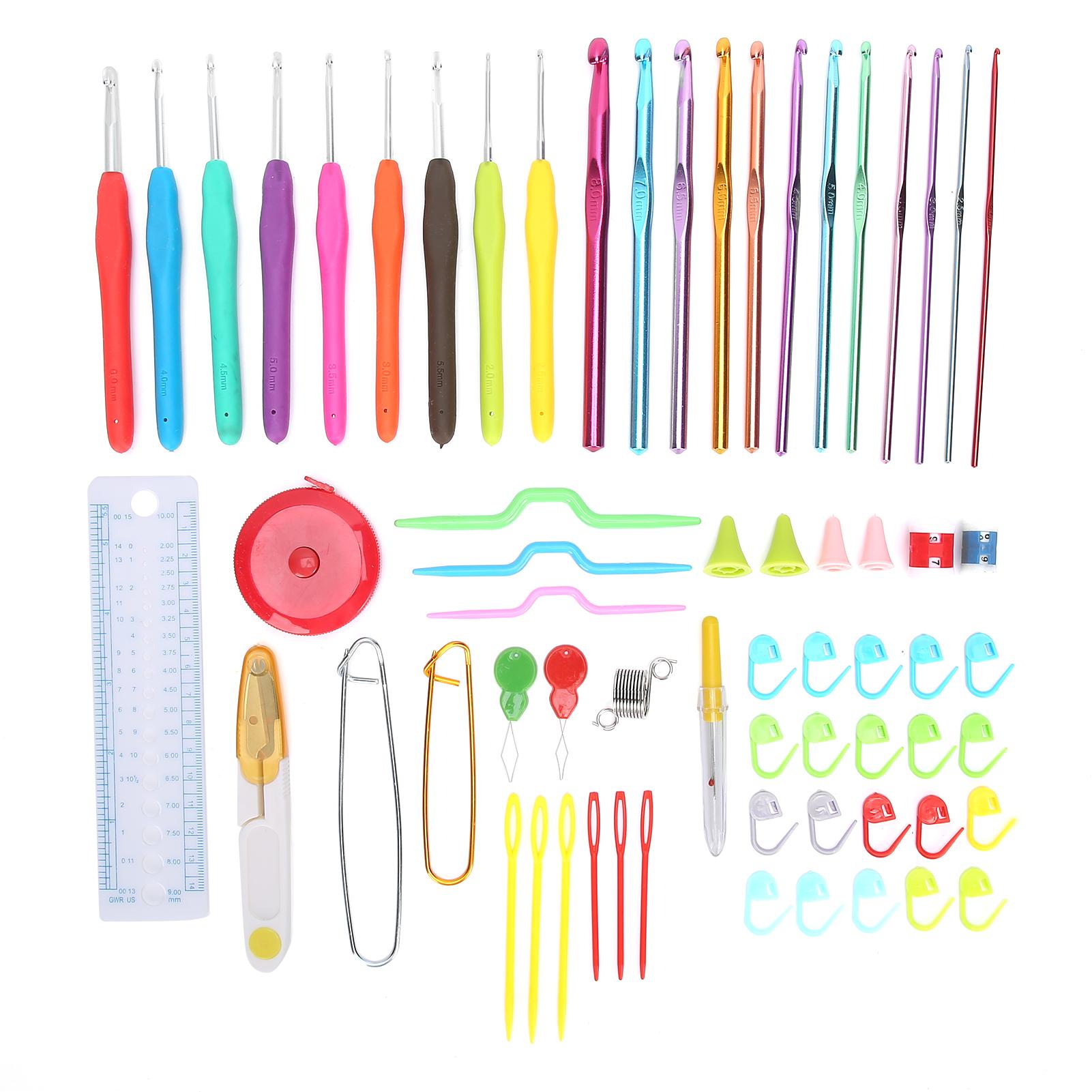 Crochet Hook Set Soft TPR Handle Knitting Kit Aluminium Oxide DIY Manual Sewing Tools