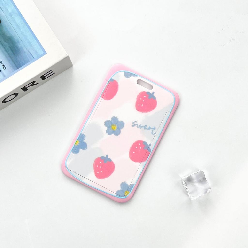 Ins Student Id Card Holder with Lanyard Slide Cover Transparent ABS School Card Cover Game Cards IC Card Protective Cover