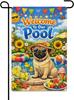 Welcome To Our Pool Garden Ag 12x18 Inch,Cute Pug Summer Pool Funny Animal Decor,Colorful Swimming Party Outdoor Farm Yard