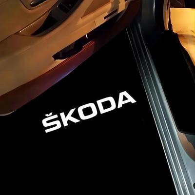 2X For Car Led Logo Door Projector Light Karoq 2017-2024 Kodiaq 2016-2024 Octavia A7 2015 -2024 YETI 2012-2017 Accessories