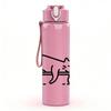 1PC Cat Riding Skateboard Line Drawing 750ml Color Plastic Sports Water Bottle Leakproof Flip Straw Lid Suitable for Sports Office Home Use