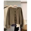 Crew neck casual sweater women's cardigan spring and autumn new lazy wind long-sleeved knitted sweater high-end top