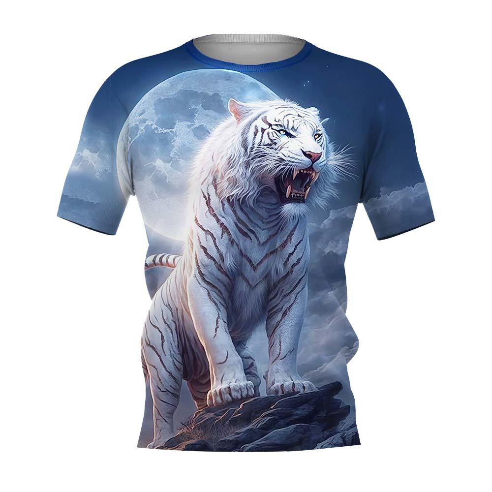 Oversized Men's T-Shirt 3d Tiger Print Tees Tops Summer Casual Mens Animal Pattern T Shirt O-Neck Fashion Clothes Prints T-Shirt