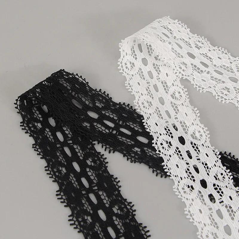 2.9CM Wide Fancy Lace Flat Shoelace For Sneakers Sweet Shoe Laces For Women Casual Shoestring Black White Shoe Accessorices