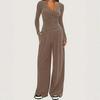 European & American 2025 Fall Women's Cotton Linen Solid Color Loose Casual Two-Piece Pant Suit