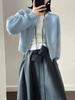 Women's 100% Pure Wool Double-Ply Cardigan - Short, Thickened Autumn/Winter Sweater