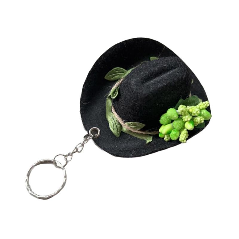 Trendy Flower Hat Key Chain Charm Versatile Hat Pendant Floral Keychain Portable Hat Pendant Keyrings Accessory