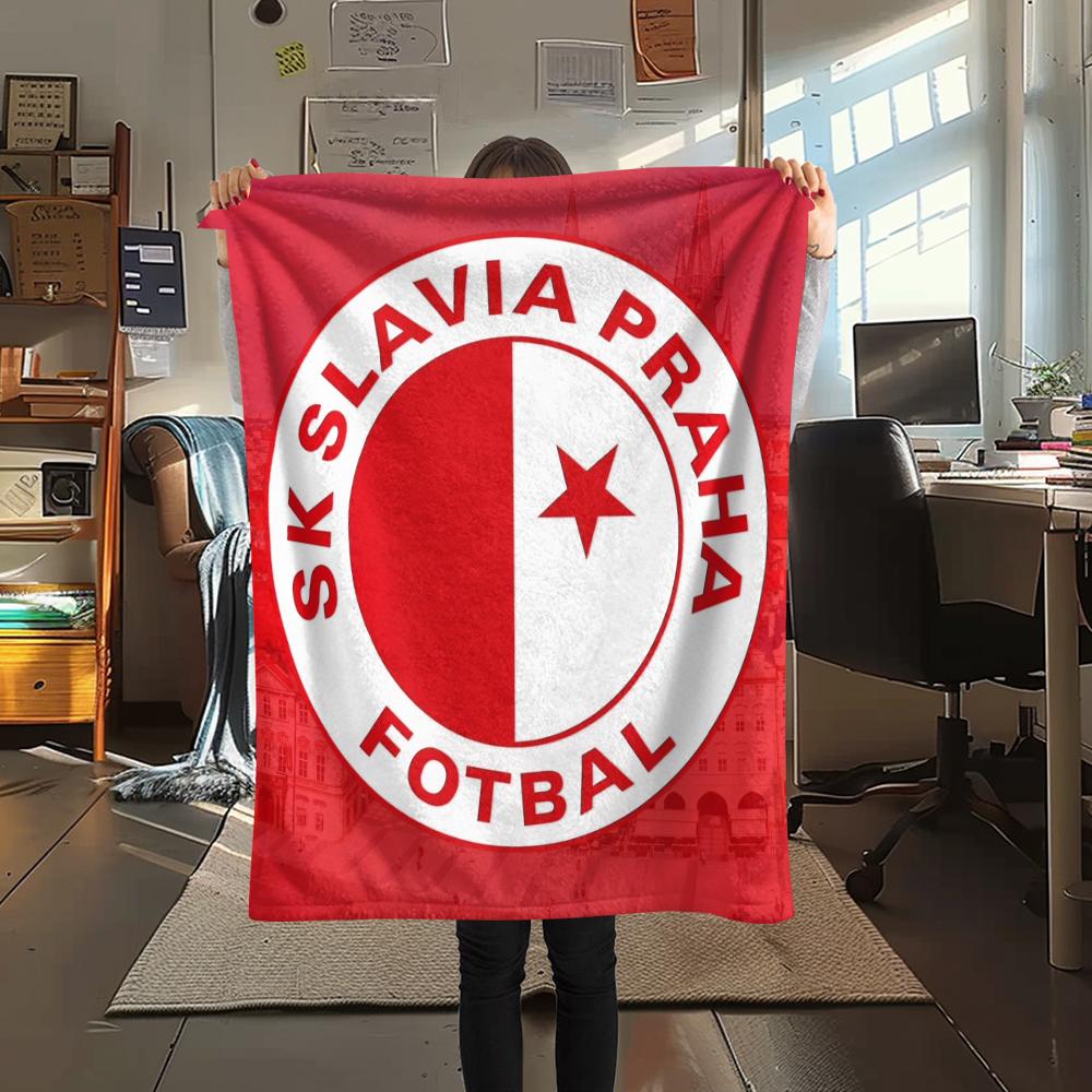 SK Slavia Praha, Coperta in Flanella con Fantasia, Alta Qualità, Confortevole per Tutte le Stagioni, Arredamento per la Casa, Calore e Comfort, Perfetta per Regali.