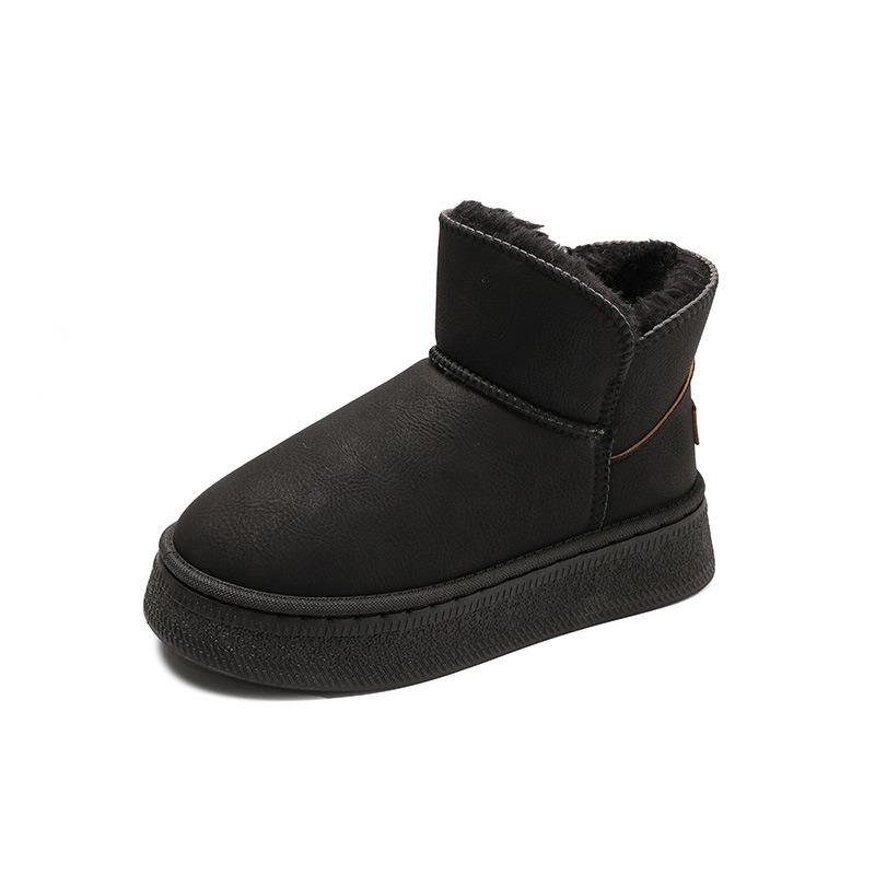 Thick-soled snow boots women's new winter velvet one-pedal warm bread shoes short tube heightening cotton boots