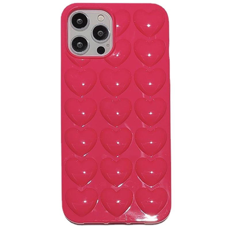 Cute 3D Love Heart Case For iPhone 17 Air 14 13 12 11 15 Pro Max 16 Plus Cartoon Candy Color Back Cover For 12 13 Mini Cases