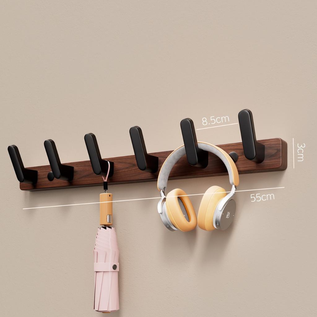 Walnut Beech Hook, No Punching in The Fitting Room, Hanger Behind The Door, Wall Hanging in The Entrance, Clothes Hat Hanger