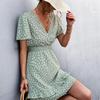 V-neck Dress Women's A-line Short Sleeved Spring Summer S-XXXL