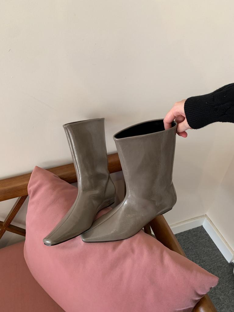 Soft sole temperament high heel thin boots women's boots 2025 fashion new versatile side zipper short boots women's flat bottom fashion trend