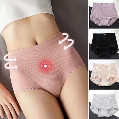 Women Panties Soft Breathable High Waisted Women Briefs Lace Decor Moisture-wicking Quick-drying Female Underwear