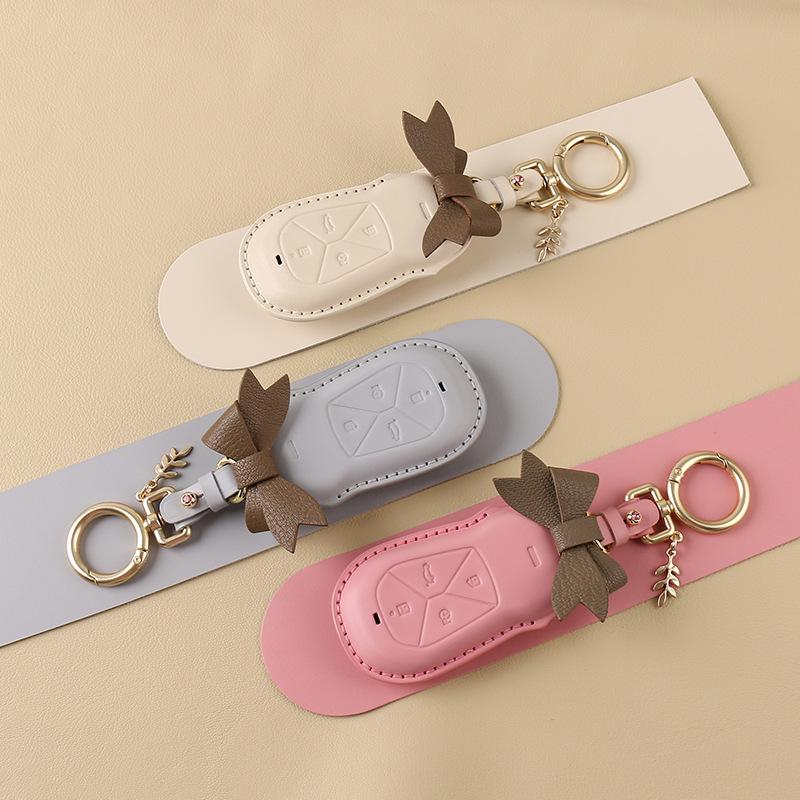 Women's Genuine Leather Bow Key Case for Xiaopeng P7 G9/G3i/P5 2022