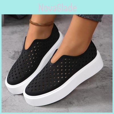Stylish Casual Breathable Round Toe Womens Slip-on Platform Shoes For Summer