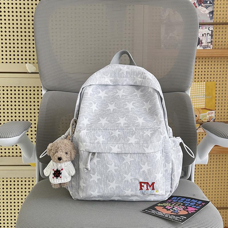 Schoolbag Handsome Mijia New College Style Star Printed Backpack Female Students Large Capacity Lightweight School Bag Junior High School Backpack