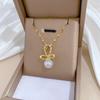 Mermaid Ji Bow Light Luxury Temperament Gorgeous Full Diamond Necklace Female Versatile Collarbone Chain Titanium Steel Chain