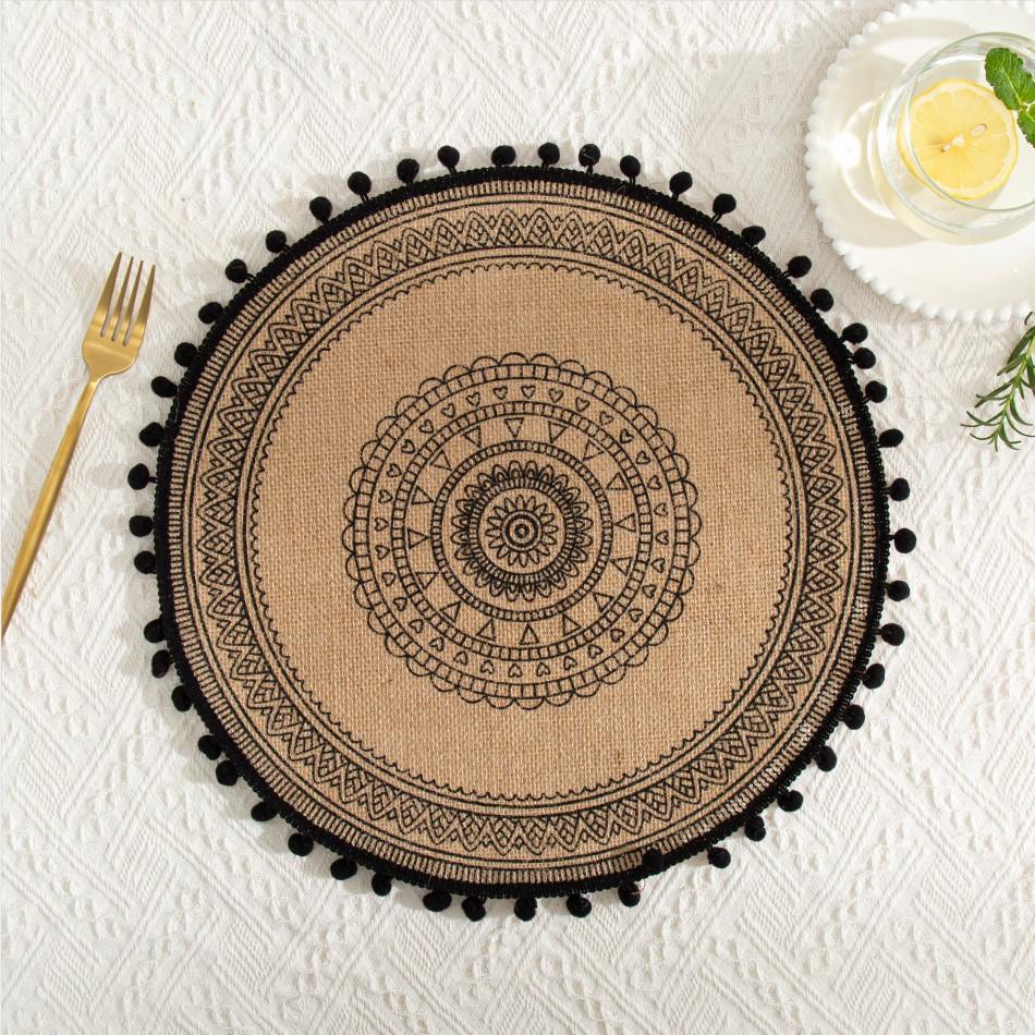 Heat Resistant Braided Place Mats Non-Slip Cup Coaster Mat Vintage Round Placemat  Dining Table