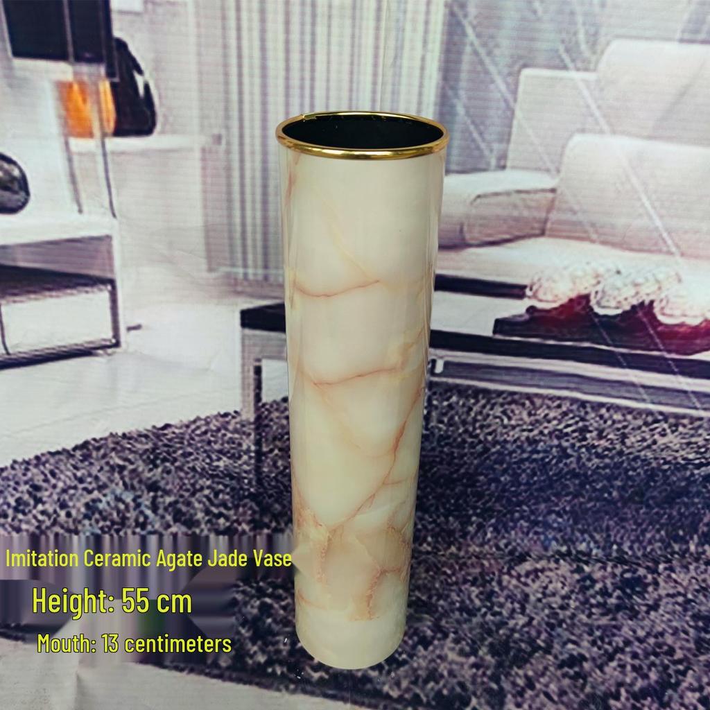Rattan Decorative Floor Vase: Nordic Ceramic-Style Resin for Dried Flowers