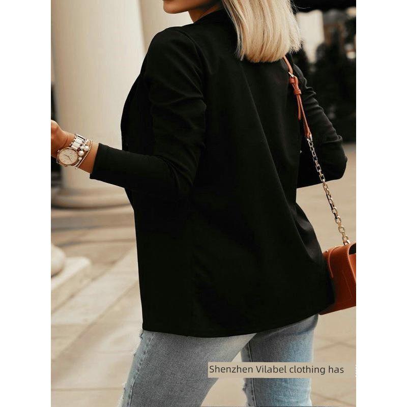 Solid-Colored Long-Sleeve Suit Jacket Leisure Solid Long Sleeve Blazers Women