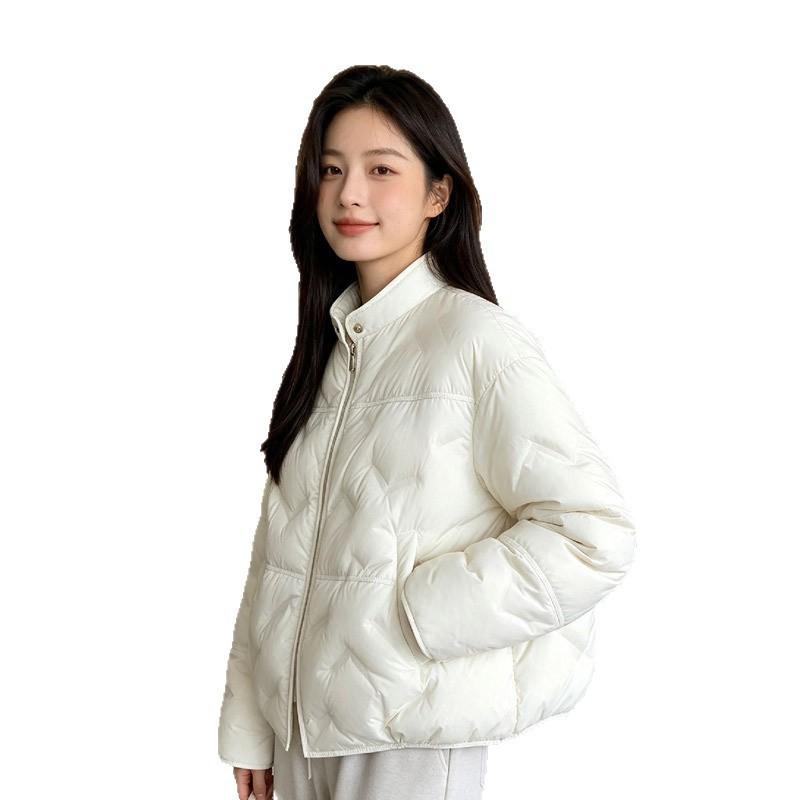 Down jacket women's short fashion lightweight thin coat light and thin stand-up collar loose warm women's winter clothing Pinghu