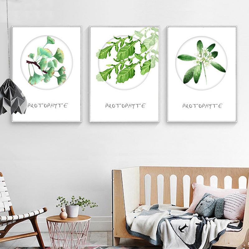 

Современная акварель, зеленый лист дерева, цветочный настенный художественный холст, картина, скандинавский декор для гостиной, ремесленные фрески