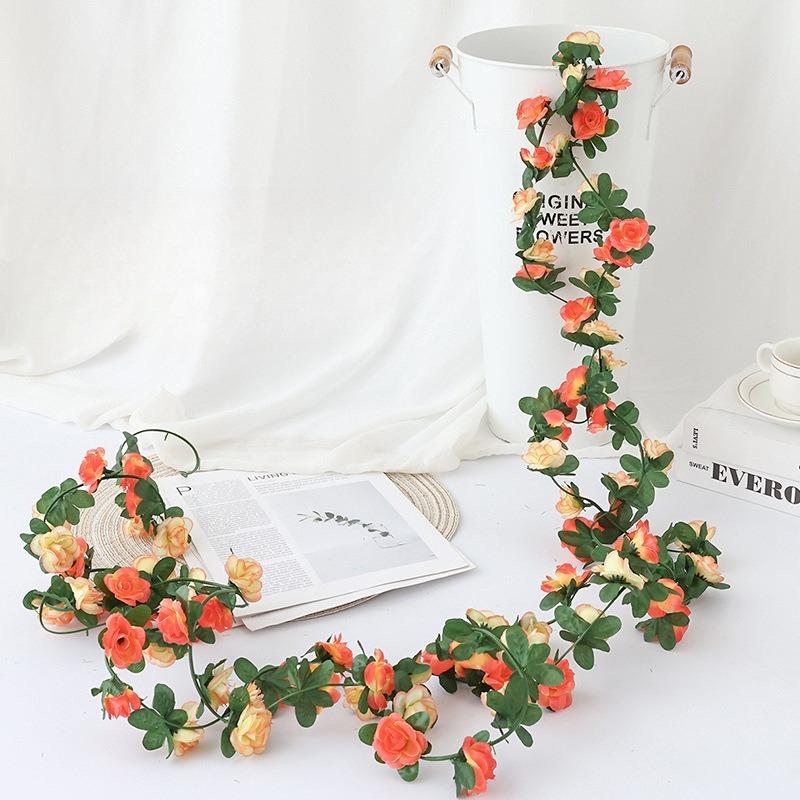 250CM Rose Artificial Flowers Christmas Garland for Wedding Home Room Decoration Spring Autumn Garden Arch DIY Fake Plant Vine
