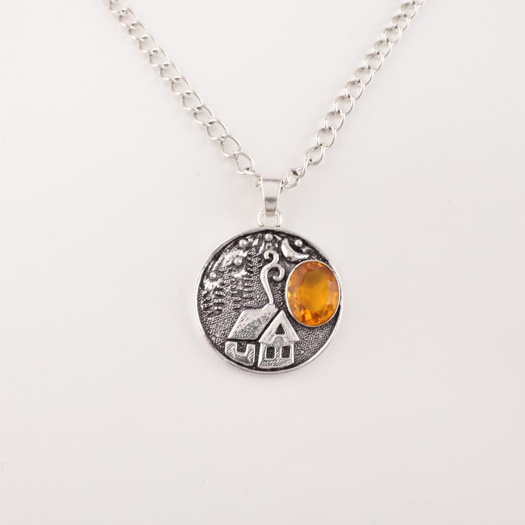 Citrine Gemstone 925 Sterling Silver Jewelry Handmade Pendant 1.29'' For Women CP-39-3