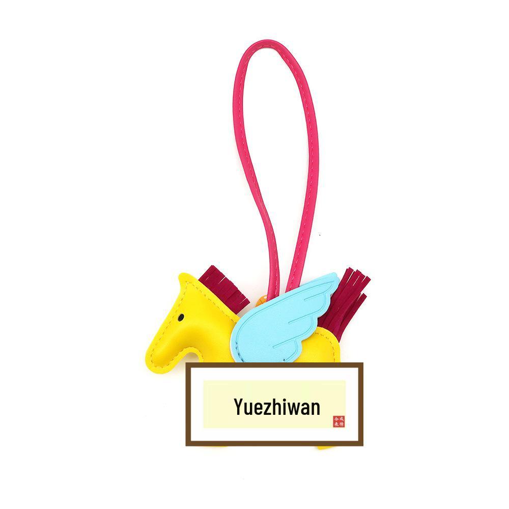 Pegasus Anhänger Schlüsselanhänger: Süßer Quaste, Kontrastfarbe, Cartoon-Einhorn-Anhänger aus Leder