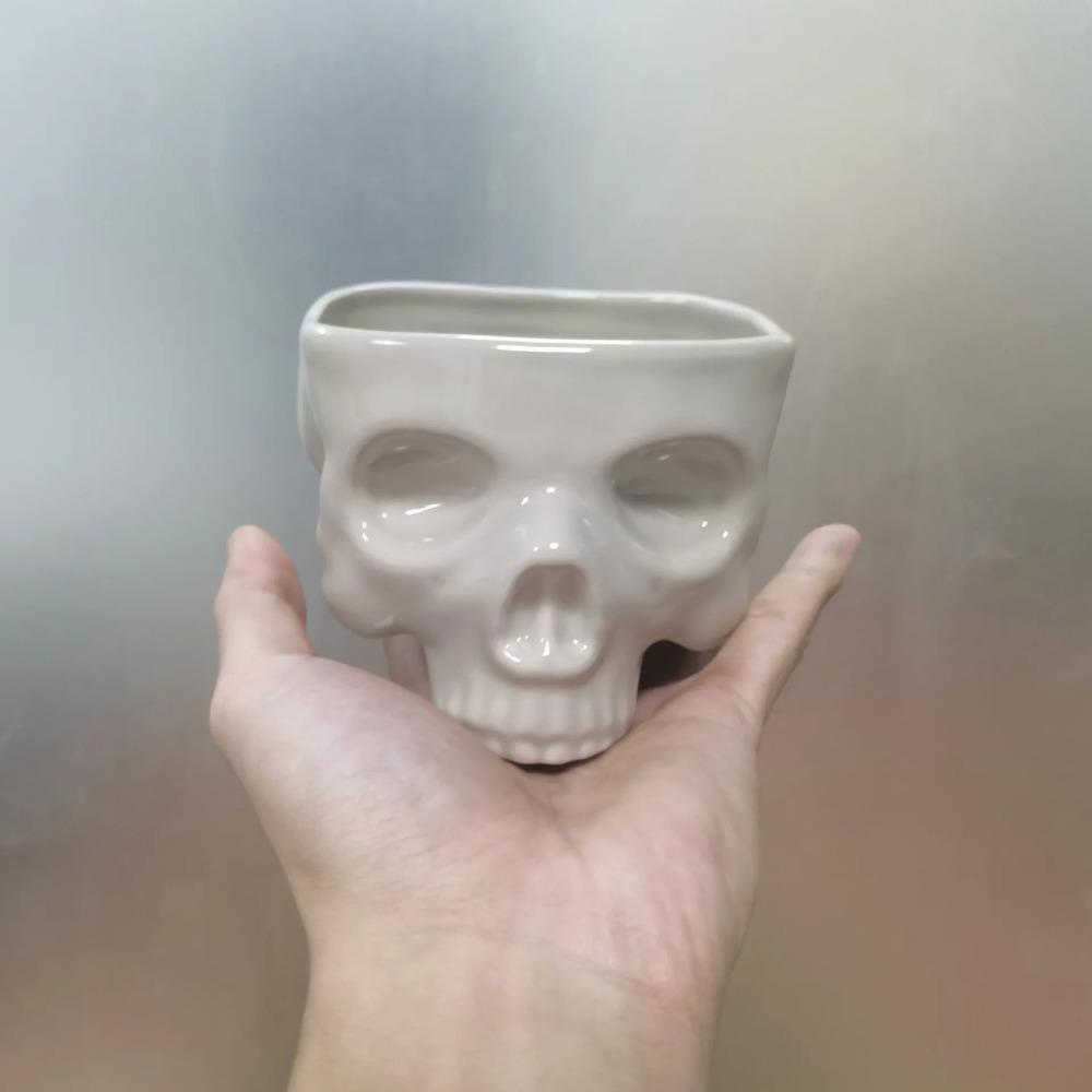 Pasta Bowl Human Skull Bowl Ornaments Tableware Ceramic Handicrafts Halloween Food Serving Bowls Dish Skull Head