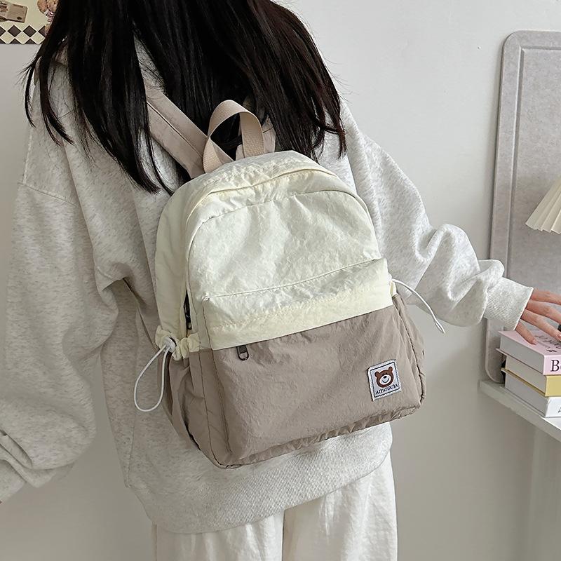 Women Contrast Color Backpack Junior High School Student Travel Small Schoolbag