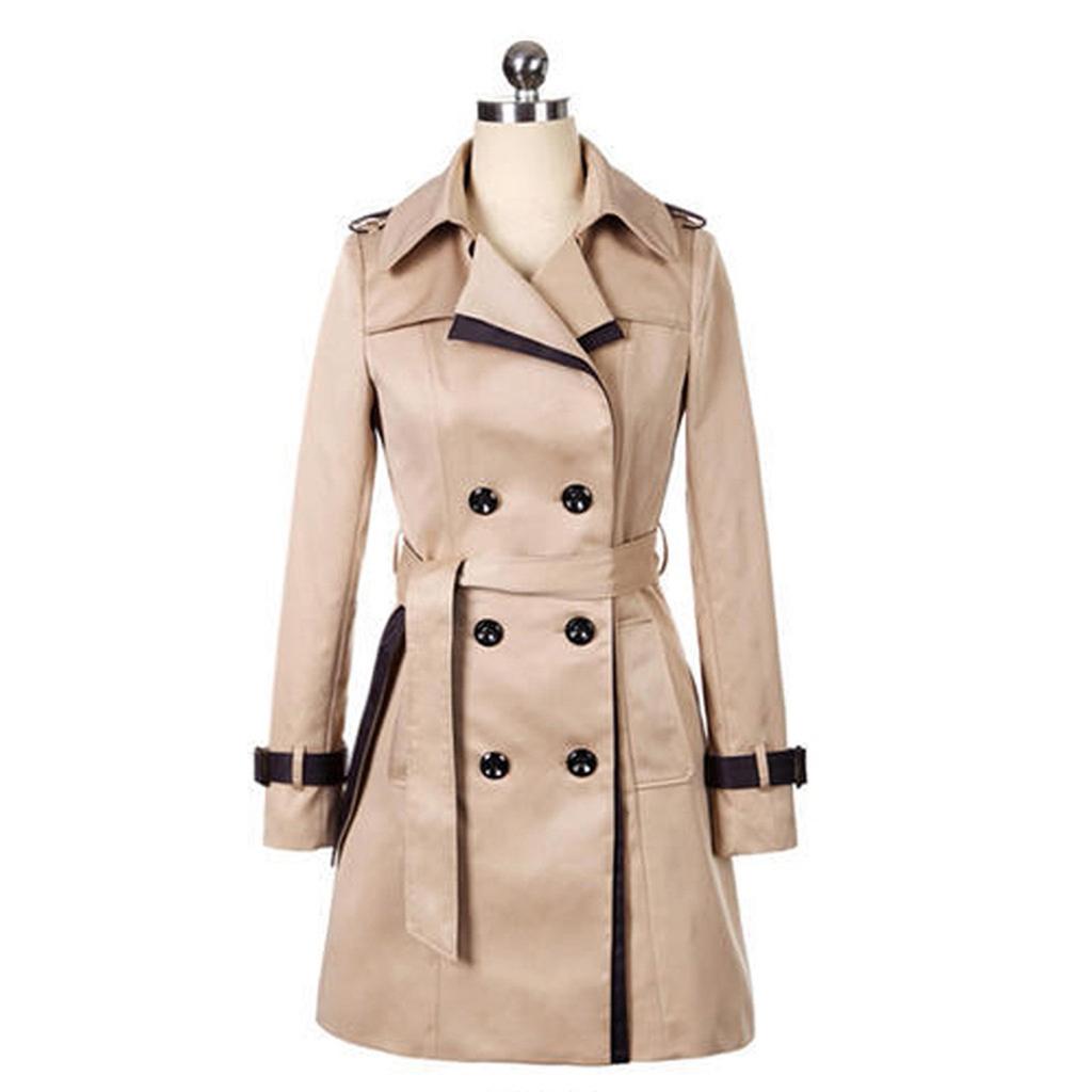 Fashion Women Winter Autume Buttons Back Bow Bandgae Windbreaker Jacket Coat Top