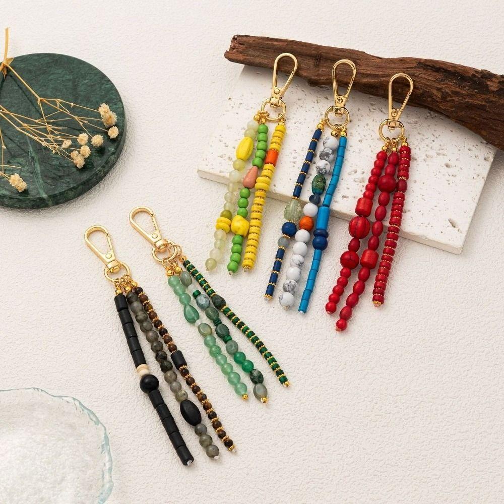 DIY Handmade Bead Keychain European and American Phone Charm Bag Keychain Hanging Decoration Chinese Style Car Key Ring
