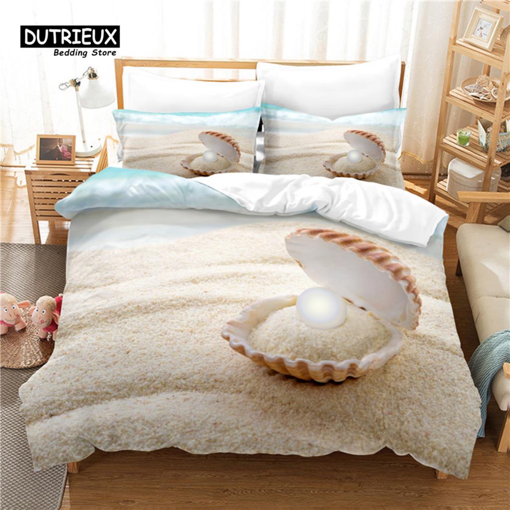 Sandy Beach Duvet Cover Set, Fashion Bedding Set, Soft Comfortable Breathable Duvet Cover, For Bedroom Guest Room Decor
