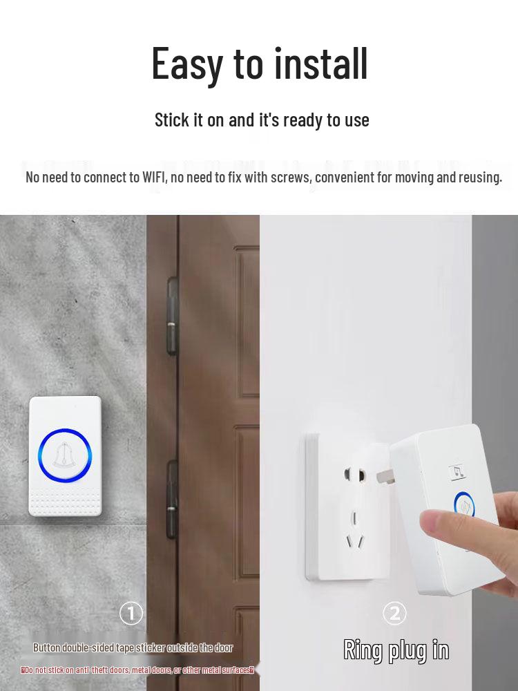 Smart Long-Distance Wireless Doorbell for Elderly - Universal Two-Floor Remote Caller