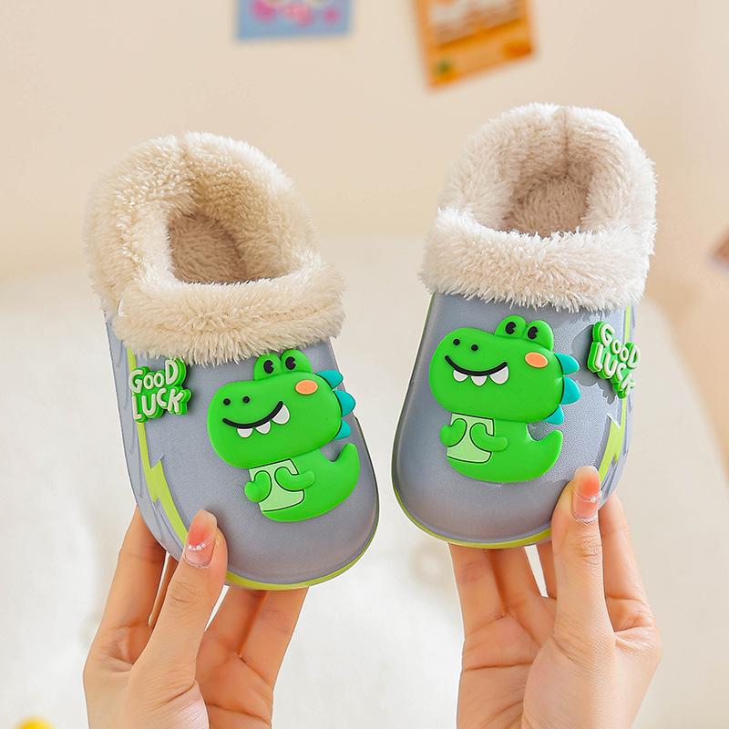 New EVA Cotton Slippers Summer Cartoon Cute Non-Slip Indoor Warm Thick Bottom Slippers Baby Cotton Shoes