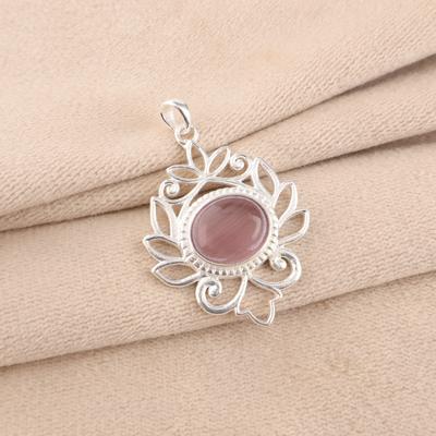 Gemma Occhio di Gatto Viola Gioielli in Argento Sterling 925 Ciondolo Fatto a Mano Per Lei CP-1-47