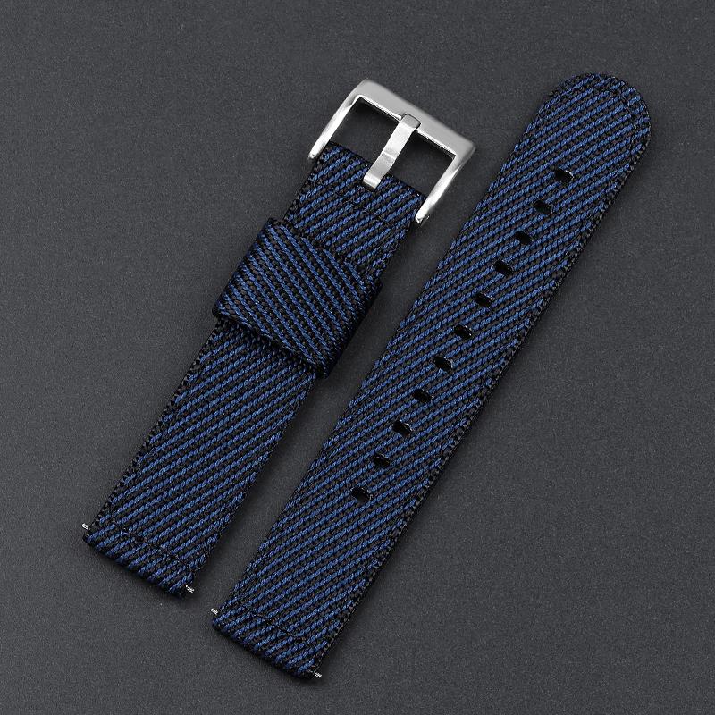 Nylon Canvas Watch Band 20mm 22mm Ribbed Strap for Seiko for Citizen Military Sports Woven Fabric Replacement Wristband Bracelet