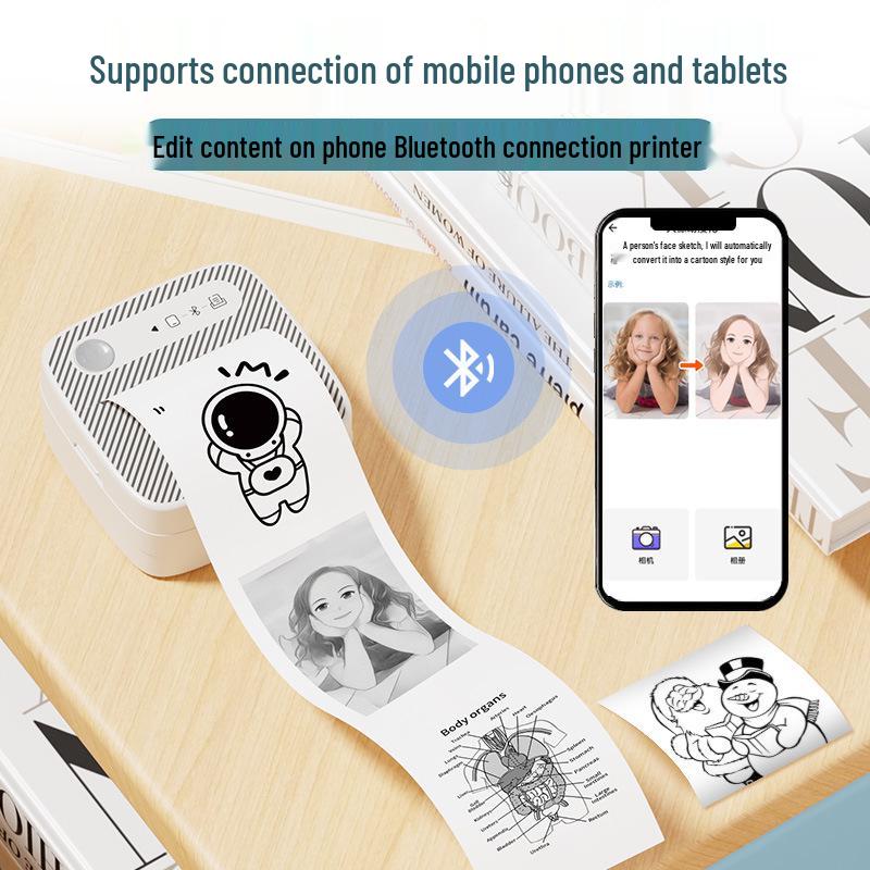Portable Bluetooth Thermal Label Printer - Stripe Style, Photo & Small Organizer