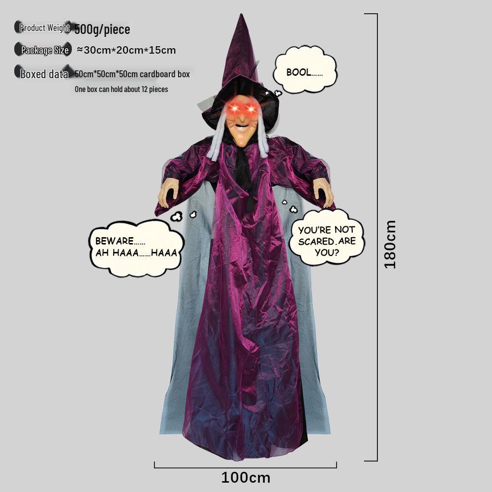 

Voice-Activated Hanging Ghost Witch Pendant for Halloween Decorations