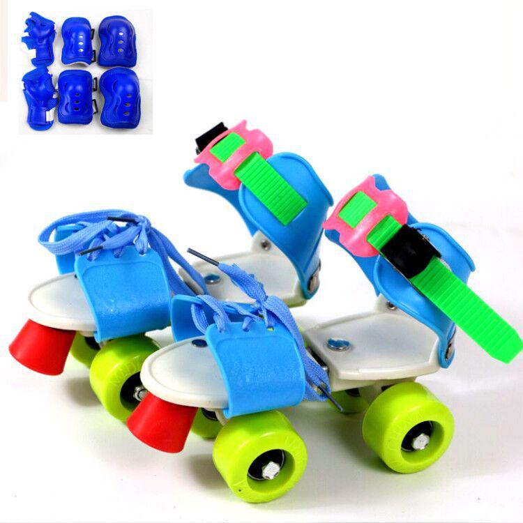Children's Double-Row Four-Wheel Roller Skates with Protective Gear