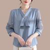 Temperament Age-reducing Three-quarter Sleeve Chiffon Shirt for Women Summer New Women's Simple Casual Shirt Mom Summer Top