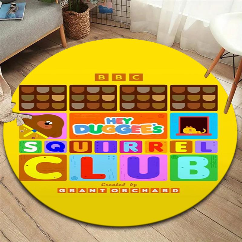 Hey Duggee Round Area Rug,Carpet Rug for Living Room Bedroom Sofa Playroom Decor,Non-slip Floor Mat