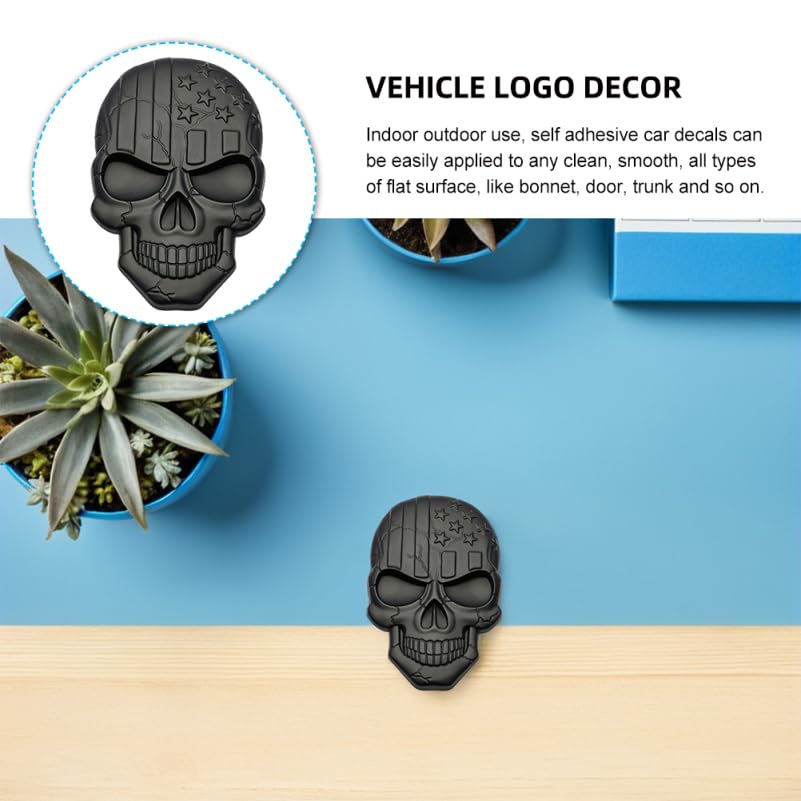 Ledmomo 1pc Skull Car Sticker Skull Head Decal Metal Skull Decal Motorcycle Emblem Badge