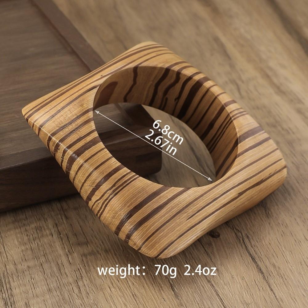 Square Wood Grain Bangle Geometric Burlywood Hand Ring Simple Wooden Bracelet  Daily