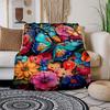 "Colorful Butterfly Garden Wall Art Print"Blanket Flannel Throw Blanket for Sofa, Bed, Travel, Camping, Office, Couch, Chair, And Bed Gift F