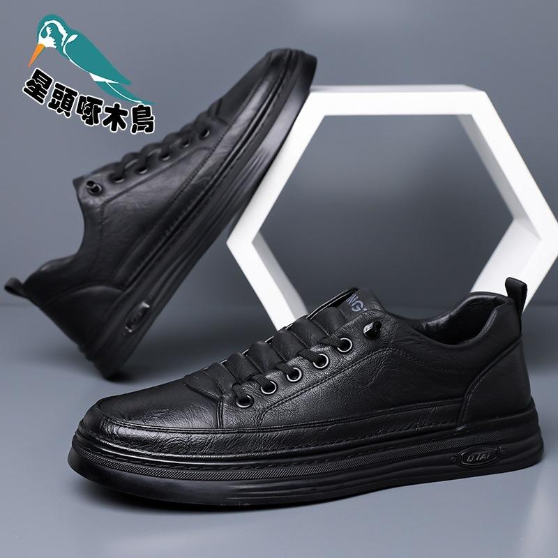 

Leather shoes men s genuine leather 2025 spring new trend soft sole white sports and leisure shoes 38