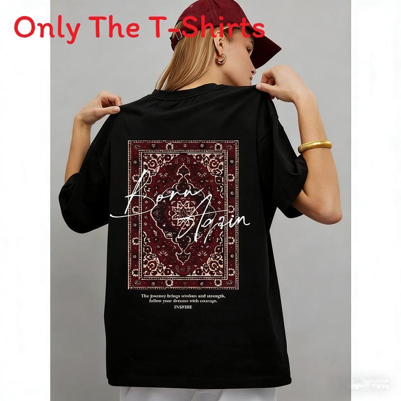 Cotton T Shirt For Women With Letter Print Stylish Oversize Casual Summer Wear