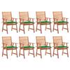 Outdoor Dining Chairs Set of 8 and Cushions Solid Acacia